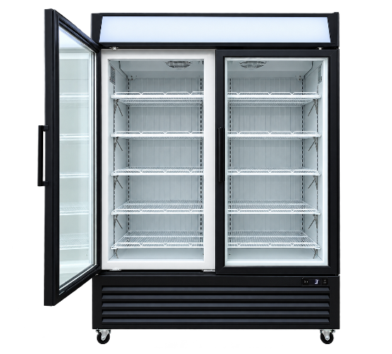 Eurotag EU-890GF 890L Commercial Double Glass Door Upright Display Freezer – Black