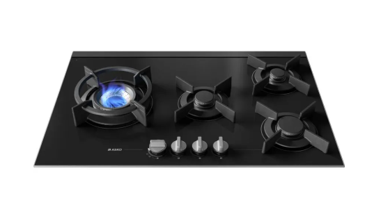 ASKO HG8843BGD1 80cm 4 Burner Gas Cooktop with Fusion Volcano Wok Burner – Black Ceramic Glass