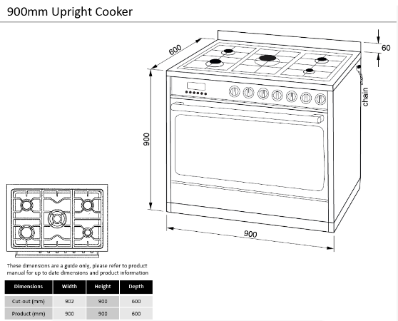 Technika TU950TME8BG 90cm Dual Fuel Freestanding Cooker – Stainless Steel & Black Glass