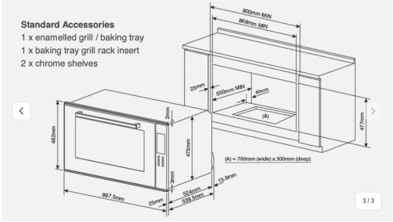 Venini VO90S 90cm Built-In Multifunction Oven – Stainless Steel & Black Glass