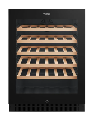 Vintec VWS820SCB-X Luxe 41 Bottle Single Zone Wine Cabinet – Borderless Black Glass
