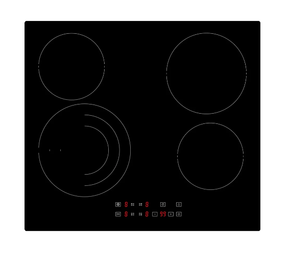 Whirlpool WRT6340AUS 60cm 4 Zone Ceramic Cooktop with Triple Zone – Black Glass