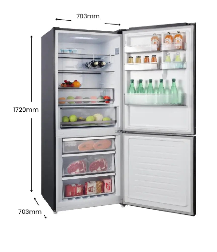 CHiQ CBM395NBS6E 396L Bottom Mount Fridge Black Steel Refrigerator