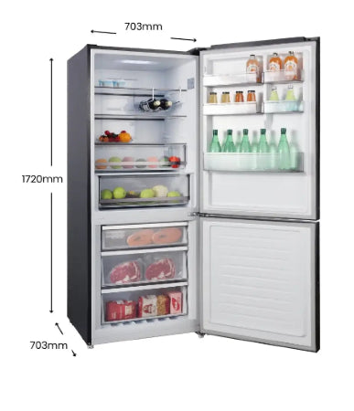 CHiQ CBM395NBS6E 396L Bottom Mount Fridge Black Steel Refrigerator