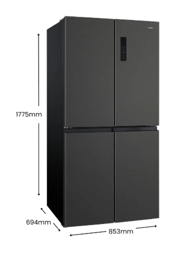 CHiQ CCD502NBS 503L Quad Door Fridge Black Steel Refrigerator