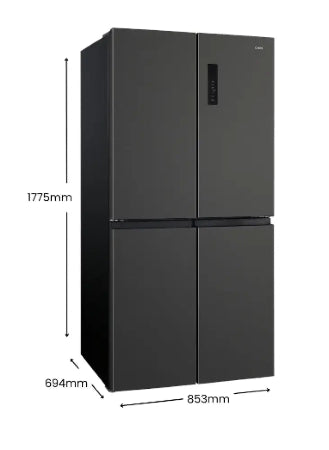 CHiQ CCD502NBS 503L Quad Door Fridge Black Steel Refrigerator