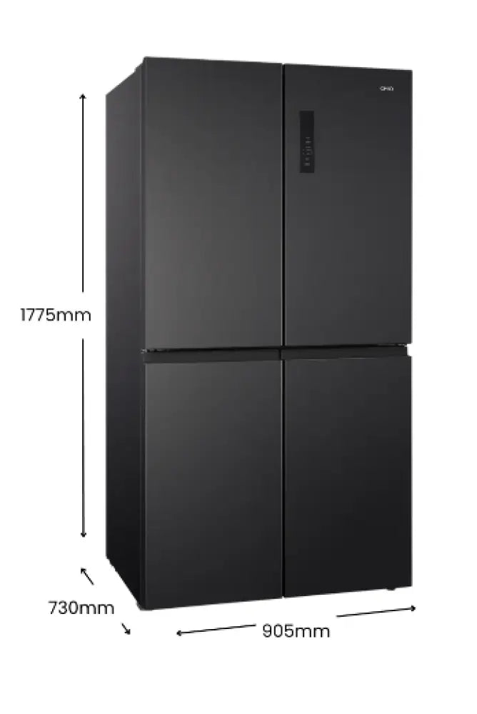 CHiQ CCD601NBS 601L Quad Door Fridge Black Steel Refrigerator