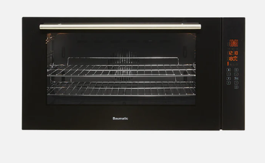 Baumatic BM90S 90cm Built-In Multifunction Oven – Black Glass & Stainless Steel