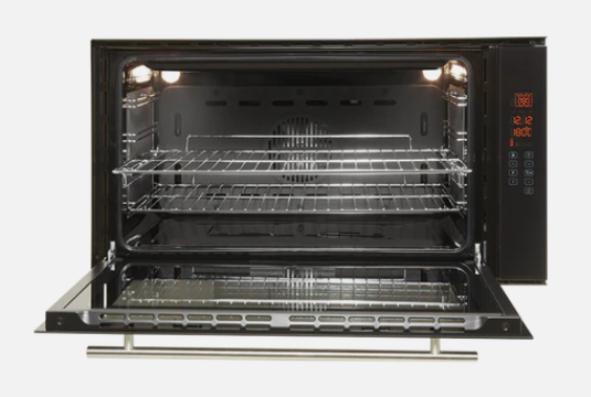 Baumatic BM90S 90cm Built-In Multifunction Oven – Black Glass & Stainless Steel