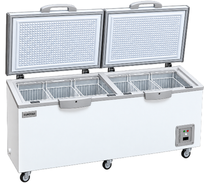 Eurotag EU-1100 1100L Commercial Chest Freezer with Dual Solid Lids – White