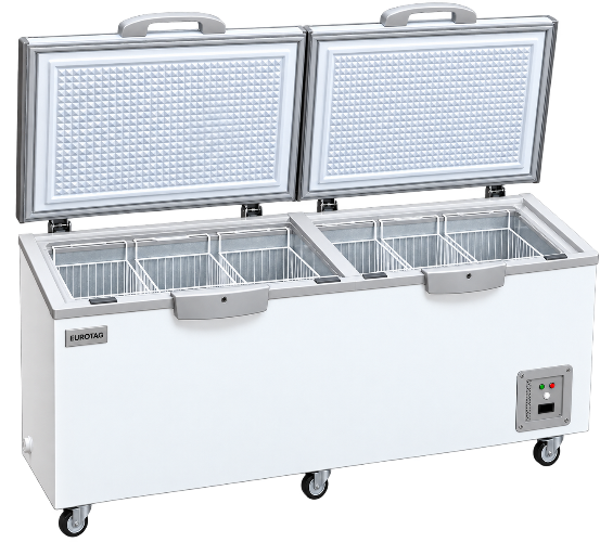 Eurotag EU-1100 1100L Commercial Chest Freezer with Dual Solid Lids – White