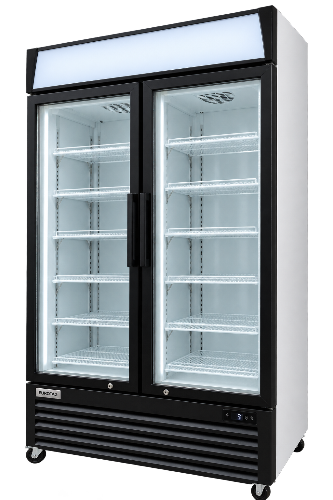 Eurotag EU-890GF 890L Commercial Double Glass Door Upright Display Freezer – Black