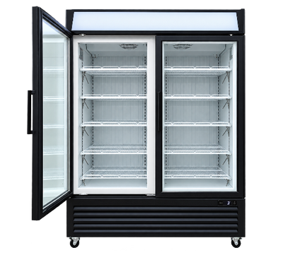 Eurotag EU-890GF 890L Commercial Double Glass Door Upright Display Freezer – Black