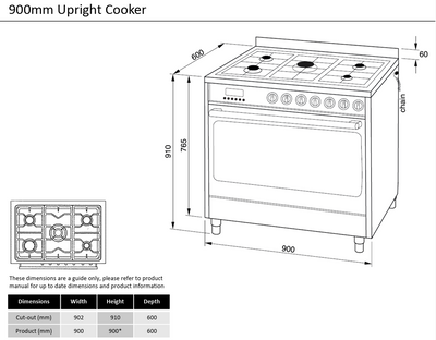 Technika GHE09TDSS-4 90cm Dual Fuel Freestanding Cooker – Stainless Steel