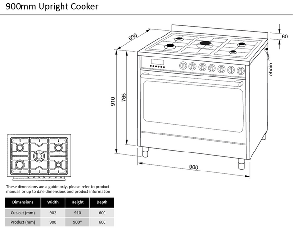 Technika GHE09TDSS-4 90cm Dual Fuel Freestanding Cooker – Stainless Steel
