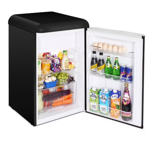 Husky HUSRET135BKHU 118L Retro Style Bar Fridge with Freezer – Black