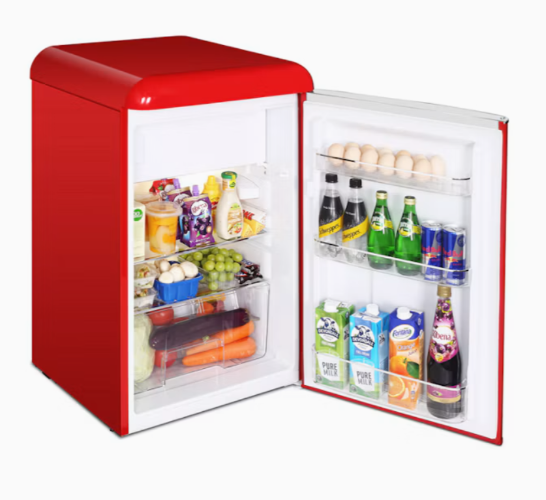 Husky HUSRET135RDHU 118L Retro Style Bar Fridge with Freezer – Red
