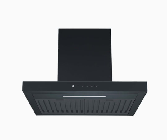 Euromaid RFT6MB 60cm Deluxe Flat Canopy Rangehood – Matte Black &amp; Black Glass