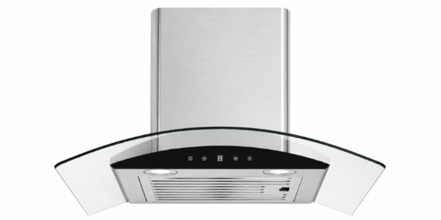 Euromaid RGT6 60cm Curved Glass Canopy Rangehood – Stainless Steel & Black Glass