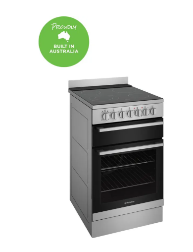 Westinghouse WFE542SCB 54cm freestanding electric oven and ceramic cooktop, stainless steel