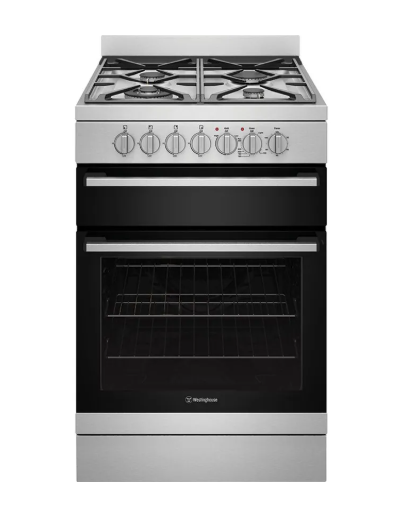 Westinghouse WFE612SC 60cm freestanding electric oven and gas cooktop, stainless steel