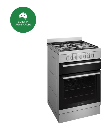 Westinghouse WFE612SC 60cm freestanding electric oven and gas cooktop, stainless steel