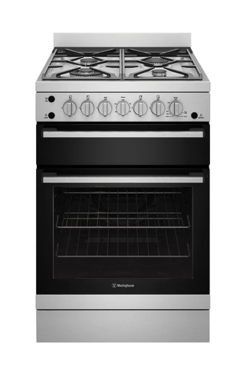 Westinghouse WFG612SCH 60cm freestanding gas oven and gas cooktop with separate grill, stainless steel