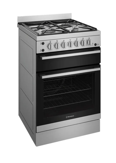 Westinghouse WFG612SCH 60cm freestanding gas oven and gas cooktop with separate grill, stainless steel