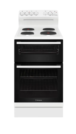 Westinghouse WLE532WC 54cm freestanding electric oven and solid cooktop, white