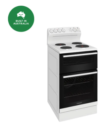Westinghouse WLE532WC 54cm freestanding electric oven and solid cooktop, white
