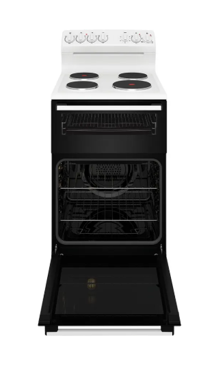 Westinghouse WLE532WC 54cm freestanding electric oven and solid cooktop, white