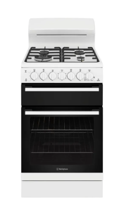 Westinghouse WLG512WCH 54cm freestanding gas oven and gas cooktop, white