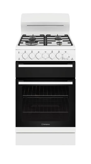 Westinghouse WLG512WCH 54cm freestanding gas oven and gas cooktop, white