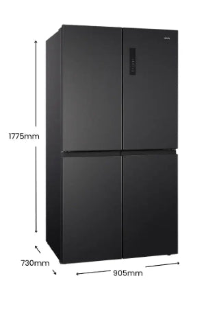 CHiQ CCD601NBS 601L Quad Door Fridge Black Steel Refrigerator