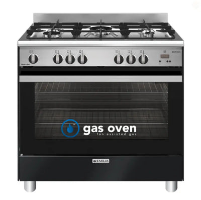 Emilia EM965GGMB 90cm Freestanding Fan Assisted Gas Cooker – Matt Black - Freestanding Oven