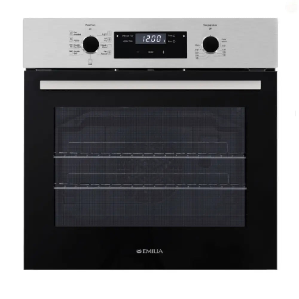 Emilia EMF65EN 60cm Built-In Fan Forced Electric Oven – Black Glass - Built in Ovens